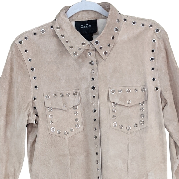 Za Zee suede leather suede jacket boho cowgirl snaps shackett Medium - Picture 8 of 8